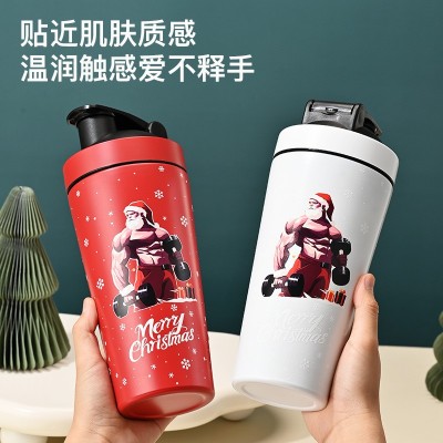 圣诞运动健身摇摇杯 304不锈钢大容量蛋白粉搅拌杯 圣诞礼品水杯图2
