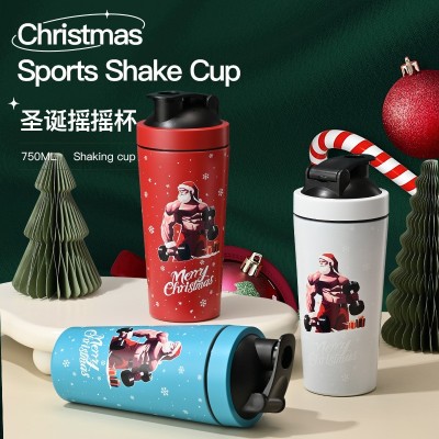 圣诞运动健身摇摇杯 304不锈钢大容量蛋白粉搅拌杯 圣诞礼品水杯图3