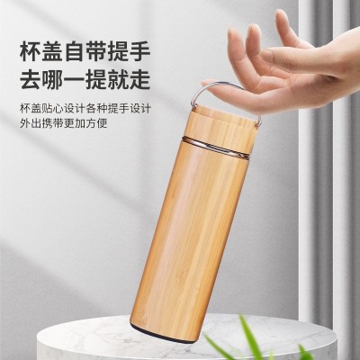 跨境外贸全304不锈钢竹壳咖啡杯楠竹20汽车杯竹子车载杯锥形竹杯图5