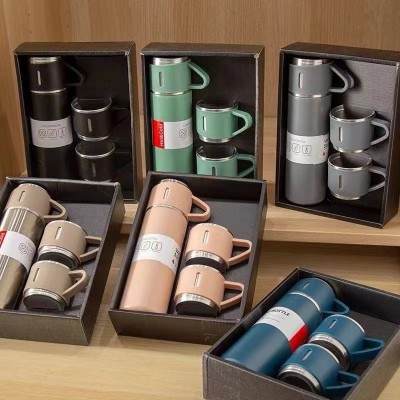 礼盒套装商务不锈钢真空保温杯一杯三盖保温杯泡茶水杯礼品印logo图3