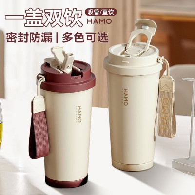 316不锈钢保温杯陶瓷内胆咖啡杯女高颜值随行吸管水杯子2024新款图2