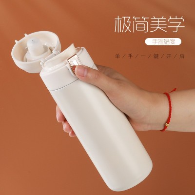 高颜值智能水杯304不锈钢儿童保温杯女生显温水杯带提手便携杯子图2