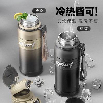 户外骑行跑步运动杯316不锈钢保温杯子弹头大容量水壶带吸管水杯图3