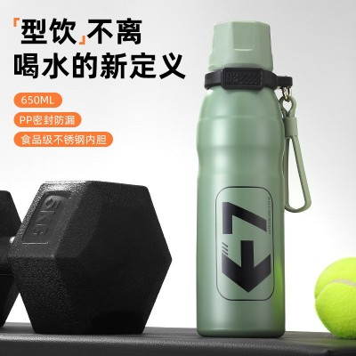 户外骑行跑步运动杯316不锈钢保温杯子弹头大容量水壶带吸管水杯图2
