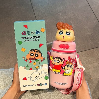 蜡笔小新女生保温杯不锈钢水杯公仔大容量吸管杯子新款创意吸管杯图4
