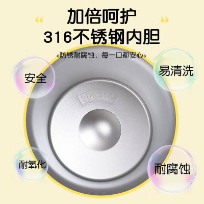 大容量吸管杯真空不锈钢保温杯简约卡通可爱小熊防摔男女学生杯子图4
