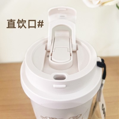 新款316不锈钢铁兰花保温杯高颜值咖啡杯户外便携双饮吸管水杯图4