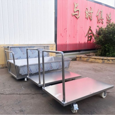 不锈钢家用移动式平板车手推车 车间物料搬运可承重推货车拉货车图2