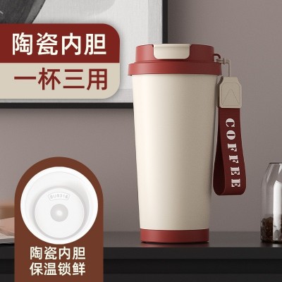 高颜值陶瓷保温杯316不锈钢礼品杯杯跨境双饮咖啡杯便携随手水杯图2