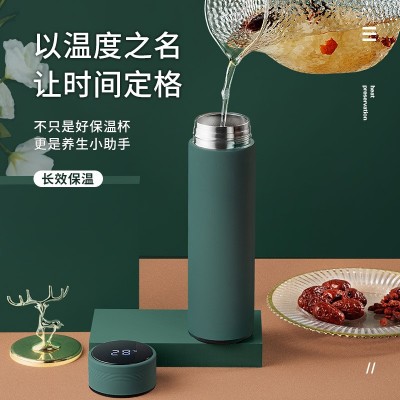 新款316不锈钢保温杯莫兰迪橡胶漆温度显示智能水杯礼品杯学生图2
