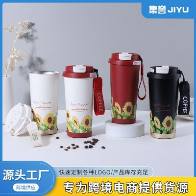 316不锈钢高颜值男女双饮口泡茶水杯随行咖啡杯吸管保温杯批发图1