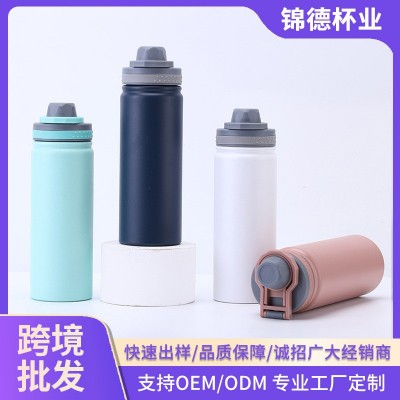 厂家批发304不锈钢旅游保温壶户外运动保温杯带提把随手杯水壶图2