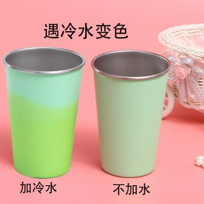 跨境热销不锈钢啤酒杯遇冷水变色杯户外车载咖啡杯便利杯印制logo图3