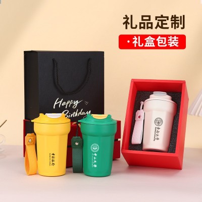 礼盒装316不锈钢保温杯时尚带提绳八角咖啡杯商务礼品随行水杯图5