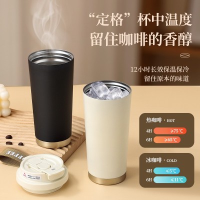 简约陶瓷咖啡杯高颜值便携随行保温杯子316不锈钢双饮杯礼品批发图4