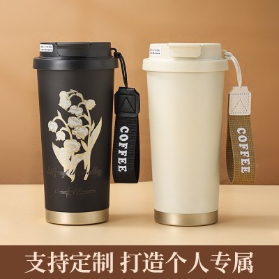 简约陶瓷咖啡杯高颜值便携随行保温杯子316不锈钢双饮杯礼品批发图2