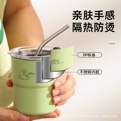 304口杯保冷咖啡杯不锈钢保温杯水杯女生办公室杯子随行杯吸管杯图2