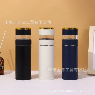 智能测温304不锈钢保温杯茶水分离泡茶水杯商务礼品杯车载杯批发