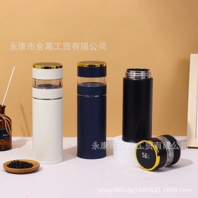 智能测温304不锈钢保温杯茶水分离泡茶水杯商务礼品杯车载杯批发图2