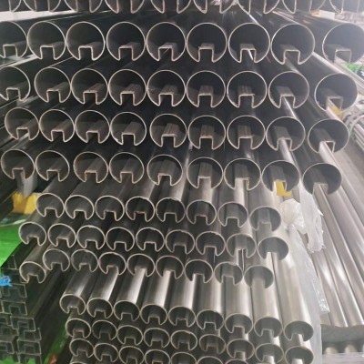 316不锈钢凹槽管定制不锈钢304单双槽夹玻璃方槽管u型扶手异形管图2