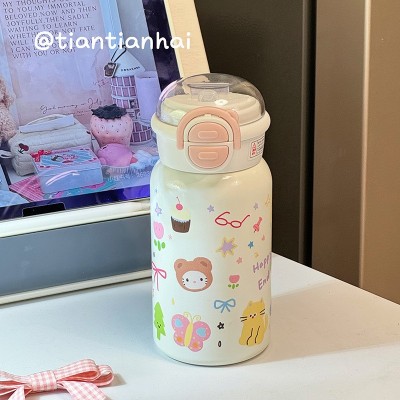 可爱ins风保温杯新款高颜值大容量不锈钢水杯学生双饮便携外出杯图3