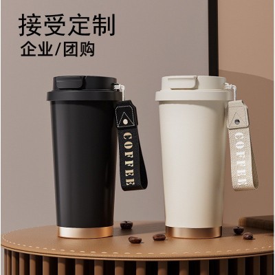 批发新款咖啡杯不锈钢双饮保温杯陶瓷内胆铃兰花商务办公礼品水杯图3
