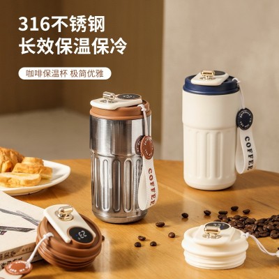 厂家现货316不锈钢保温杯高颜值智能数显咖啡杯小清新简约礼品杯图2