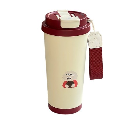 复古咖啡杯316不锈钢保温杯可爱简约办公室水杯子便携随行吸管杯图5