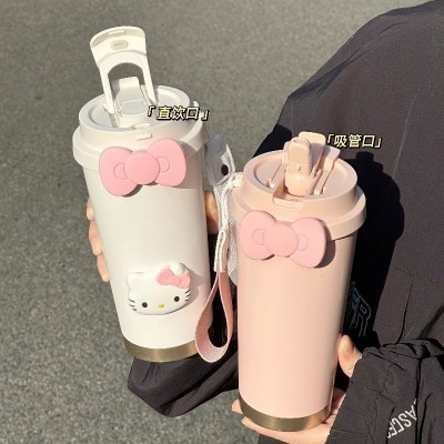 吸管咖啡杯保温杯316不锈钢大容量可爱简约学生便携办公室喝水杯图4