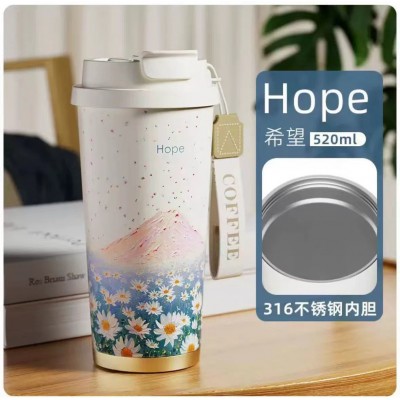 高颜值新款316不锈钢保温杯咖啡杯女生双饮车载随行大容量水杯子图5