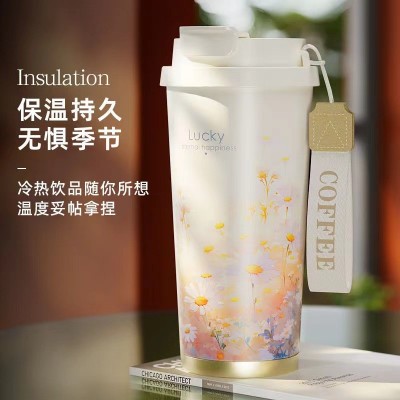 高颜值新款316不锈钢保温杯咖啡杯女生双饮车载随行大容量水杯子图3