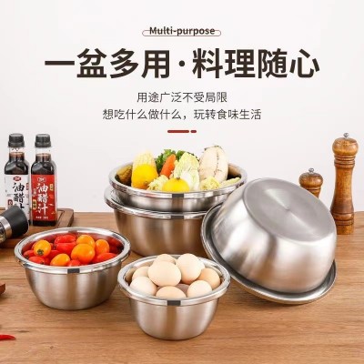 加厚不锈钢调料盆不锈钢盆子商用汤盆碗大饭碗洗菜盆和面盆料理盆图1