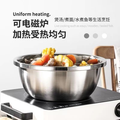 加厚不锈钢调料盆不锈钢盆子商用汤盆碗大饭碗洗菜盆和面盆料理盆图3