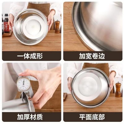加厚不锈钢调料盆不锈钢盆子商用汤盆碗大饭碗洗菜盆和面盆料理盆图2