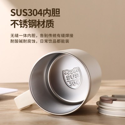 马克杯不锈钢304双层隔热不锈钢带盖喝水办公室茶杯咖啡杯防烫杯图2