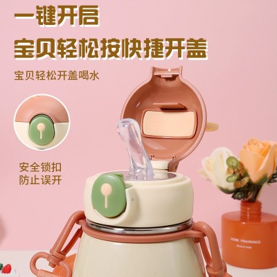 加厚保温杯大容量316食品级不锈钢高颜值吸管便携家用软硅胶水杯图3