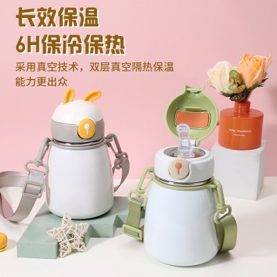 加厚保温杯大容量316食品级不锈钢高颜值吸管便携家用软硅胶水杯图2