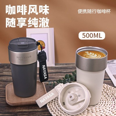保温杯女316L加厚不锈钢杯家用大容量咖啡杯简约吸管杯子真空图4
