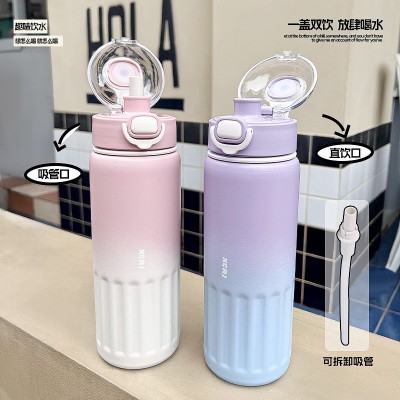 小茶日记吸管杯304不锈钢保温杯大容量随手杯便携车载真空保冷杯图3