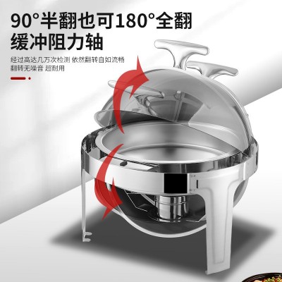 商用酒店液压自助餐炉全翻盖保温不锈钢跨境可视镀金酒店自助餐炉图4