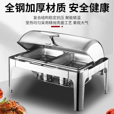 商用酒店液压自助餐炉全翻盖保温不锈钢跨境可视镀金酒店自助餐炉图2