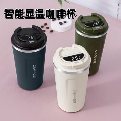 智能显温咖啡杯304不锈钢杯双层真空保温杯马克杯车载便携随行杯图4