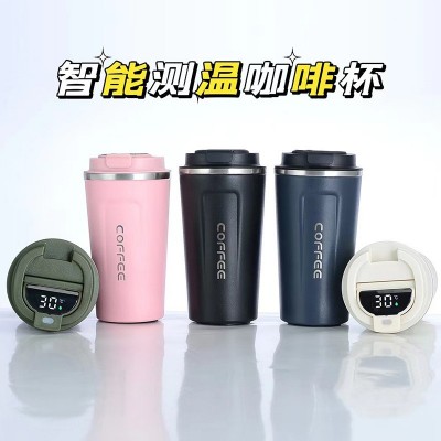 智能显温咖啡杯304不锈钢杯双层真空保温杯马克杯车载便携随行杯图2