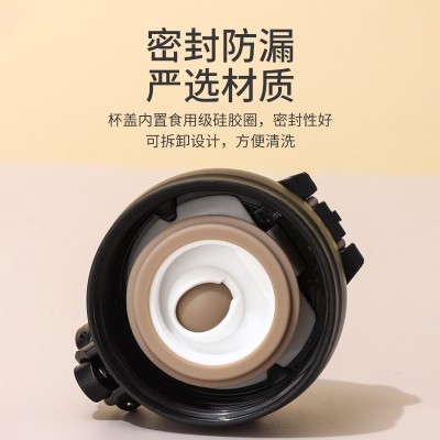新款创意304不锈钢真空保温杯简约弹跳杯带锁扣便携商务礼品杯子图2