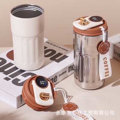 智能测温咖啡杯高颜值316不锈钢保温杯便携车载随行礼品杯子批发图3