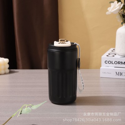 智能测温316不锈钢咖啡杯高颜值双层保温杯男女便携提绳车载杯子图2
