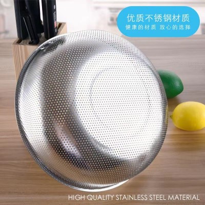 不锈钢沥水篮28.5CM密孔篮洗菜盆漏盆筲箕特价活动地摊十元店货源图4