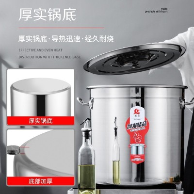 创发食品级304不锈钢桶特厚带盖多用双耳食堂汤桶家用卤桶卤肉锅图2