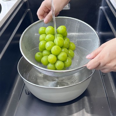 带刻度304不锈钢沙拉碗日式无印良品厨房烘焙奶油风打蛋盆洗菜盆图3