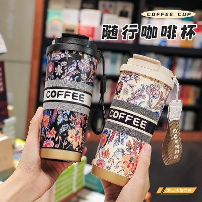 霸王茶姬同款316不锈钢保温杯铃兰花高颜值女咖啡杯车载双饮水杯图2